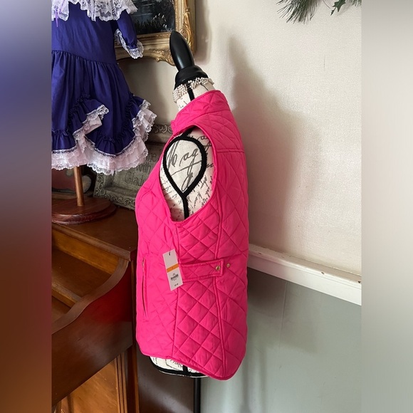 🩷Crown & Ivy Hot Pink Flamingo Barbie Core Quilted Vest S NWT 72.50‼️FINAL SALE - Picture 4 of 8